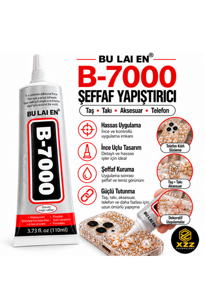 XZZ B7000 Şeffaf Yapıştırıcı 110 ml – Metal Uçlu Takı, Taş, İnci, Boncuk, Kum...
