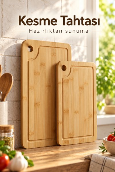 mucit home Set of 2 Cutting Boards, Natural Durable Kitchen Cutting Board Set...
