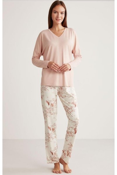 ALIN Homewear Forehead A326 Floral Flower Pattern Lycra Pajama Suit