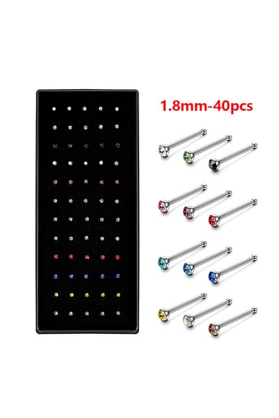 Choice1 Multi I rod-40pcs 40pcs 1.8mm Nose Studs - Stainless Steel Straight/L...