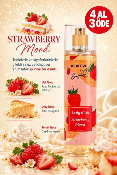 INNATIVE Elif Nur Yel Eny Strawberry Mood Çilekli Vücut Spreyi Body Mist 200ml