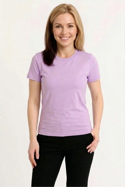İpek Tekstil KADIN BASİC Bisiklet Yaka T-Shirt Penye Kumaş
