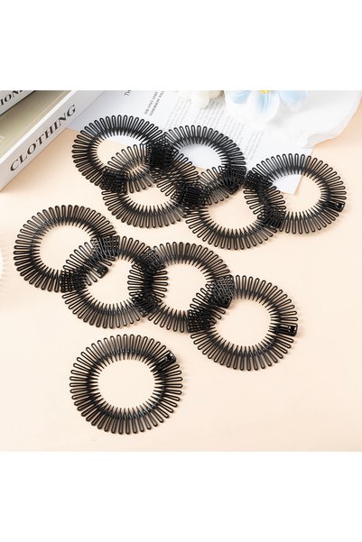 Choice8 10pcs black Women Plastic Full Circle Stretch Diamond Flexible Comb T...