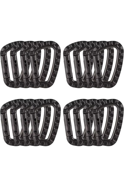 Choice11 16pcs-black 4/8/16pcs Tactical Plastic Carabiner Clip Keychain D-Sha...