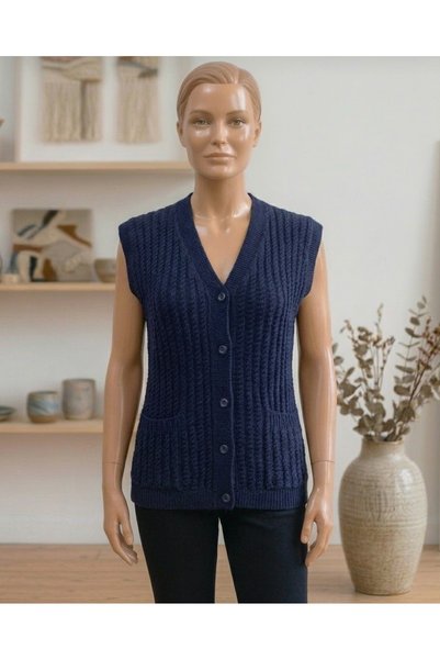 TUTUYA TEXTIL Hair Knitted Knitwear Mother's Vest Winter Daily Vest Dowry Vest