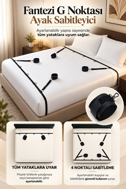 Sofya Passion BDSM Bağlama Seti, Yatak Kelepçeli Fantezi Bağlama Malzemeleri
