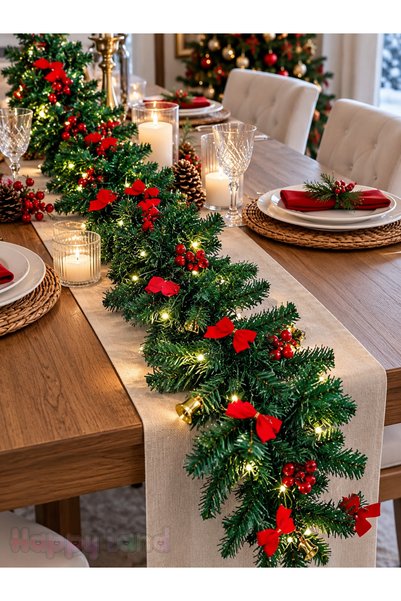 Happyland 130 cm Yılbaşı Kalın Garland Işıklı 29''Lu Süsleme Seti SüslüGarlan...