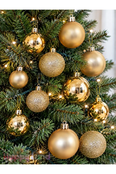 Happyland Christmas Tree Ornament 12pcs Gold Christmas Ball Set 6pcs 4cm 6pcs...
