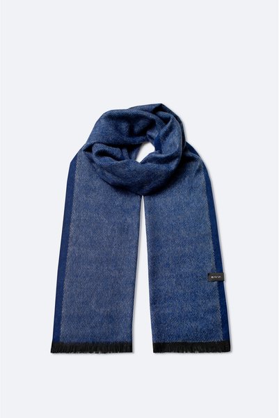 Avva Men's Navy Blue Viscose Blend Tassel Patterned Shawl A42Y9400