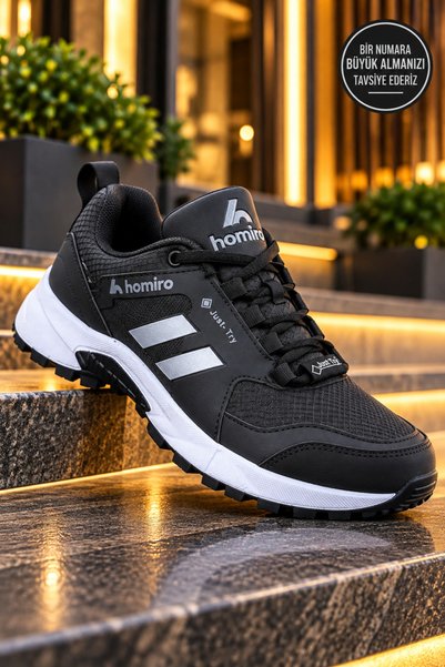ARONA Unisex Waterproof PU Sole Sports Shoe-Black-White