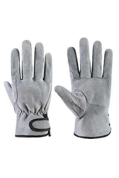 Choice Gray Work Gloves Cowhide Leather Welding Gloves Heat Resistant Securit...