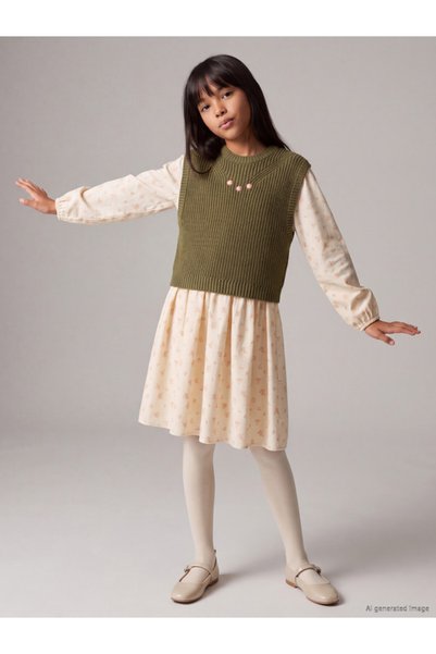 LC Waikiki Girl's Gabardine Dress and Sweater from Uzg Store for Style Enthus...