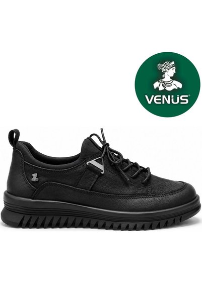 Venüs Tipaso Genuine Leather Comfort Orthopedic Women's Casual Shoes Black