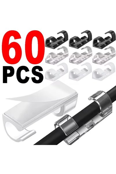Choice 60X-Transparet Adhesive Cable Clips Wire Holder for Wall Clear Strong ...