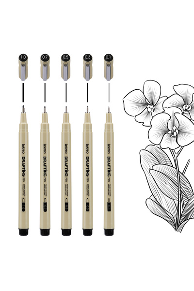 choice2 5pc set Lekreo 12 Size Micron Fineliner Pens - Archival Black Ink Pen...