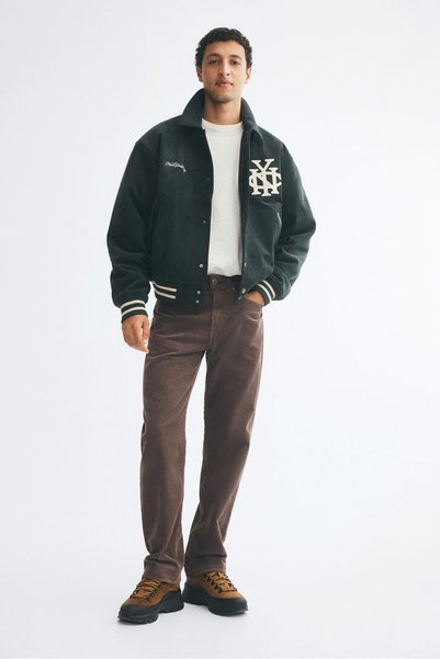 H&M Pamuklu ve Fitilli Kadife Pantolon Regular Fit