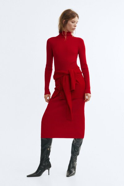 H&M Lastik Örgülü ve Yarım Balıkçı Yakalı Elbise