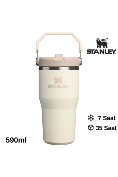 Stanley The Iceflow Flip Straw Thermos Cup with Straw 0.59 Lt Flask Bej