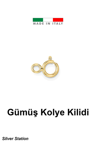 Silver Station İtalyan Altın Renk 925 Ayar Gümüş Kolye Kilidi - Bileklik Kili...