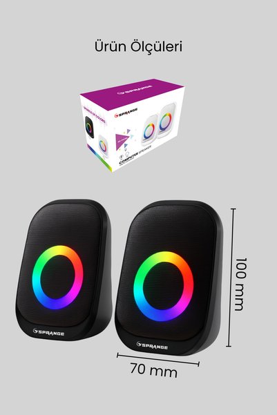 SPRANGE 2’li Tak Çalıştır USB Bilgisayar Hoparlörü – RGB, Güçlü Ses, Kompakt ...