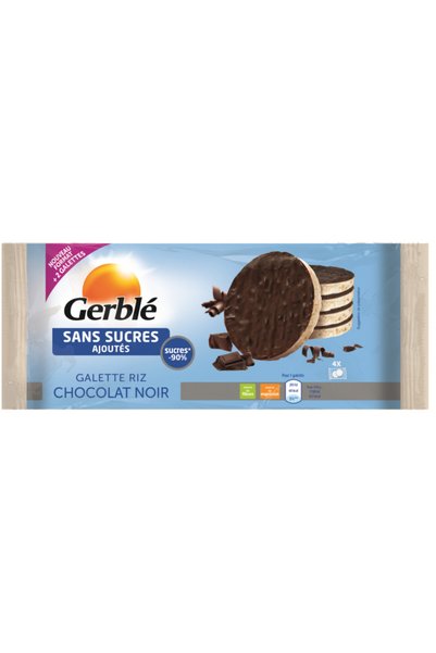 Gerble Biscuiți de orez, glazurați cu ciocolată neagră, fără zahăr, 130g