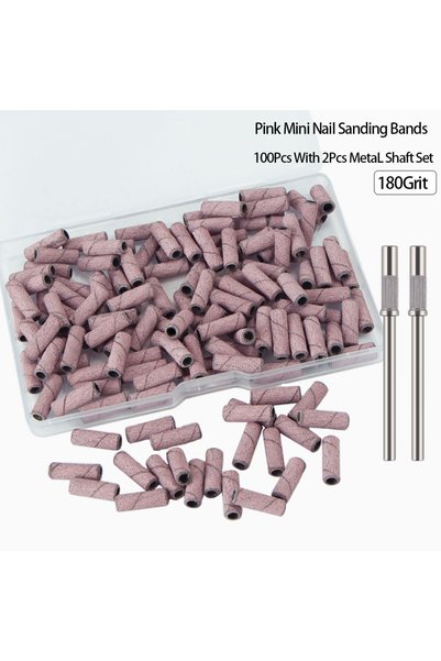 choice2 180grit pink 100pcs Sanding Bands for Nail Drill with 2Pcs Mandrel Bi...