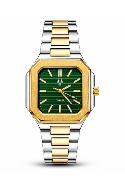 WATCHOFROYAL Kratos Silver Gold Green Steel Wrist Watch