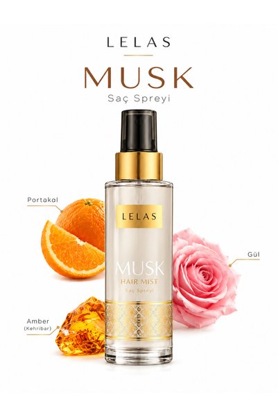 Lelas Musk Unisex Saç Spreyi 100 ML – Oryantal Baharatlı Parfümlü Saç Bakım S...