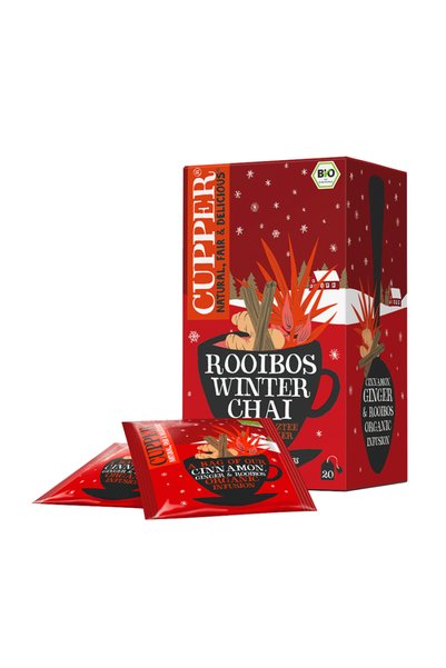 cupper Ceai Rooibos Winter Chai, Scorțișoară, Ghimbir, Bio, 20 Plicuri