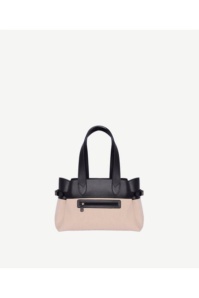 Yargıcı Leather Paneled Canvas Large Shoulder Bag