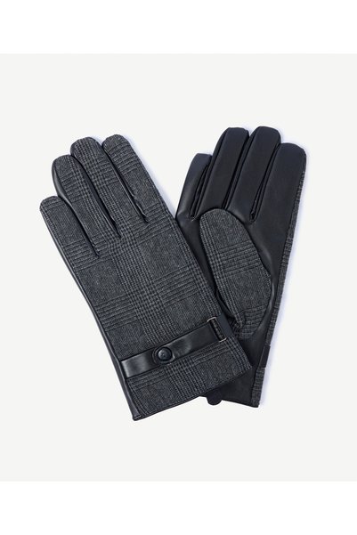 Yargıcı Stripe Patterned and Leather-Look Gloves