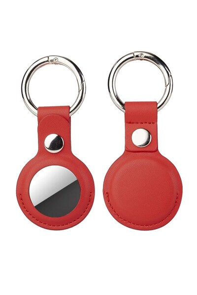 Choice1 2pcs Red 1/2Pcs Leather Keychain For Apple AirTag Protective Case Cov...