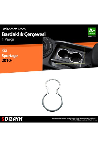S Dizayn S-Dizayn Kia Sportage ile Uyumlu Krom Bardaklık Çerçevesi 2010-2014