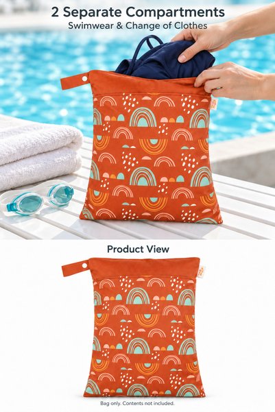 Generic Brand 2-Compartment Wet Clothes Bag with Separate Zip Pockets & Snap ...