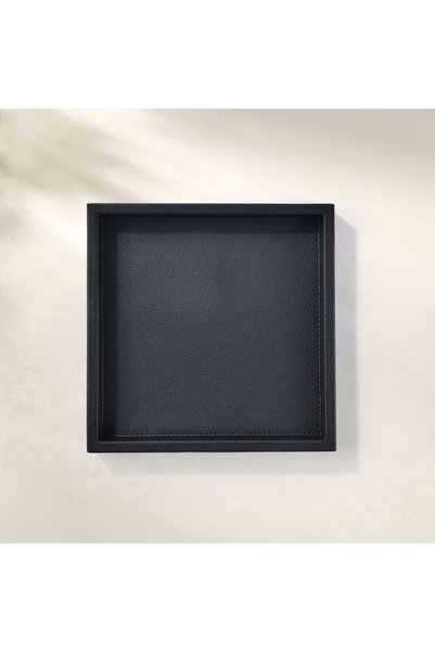 Qua Home Ryta Dekoratif Deri Tepsi Siyah 22x22x2,5 Cm
