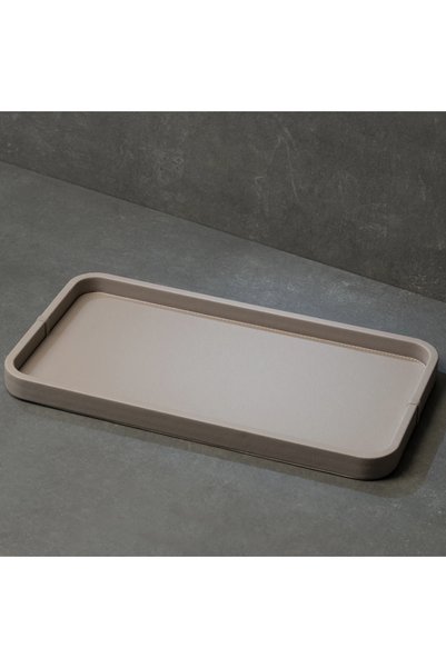 Qua Home Marta Dekoratif Deri Tepsi Vizon 50x27x3 cm