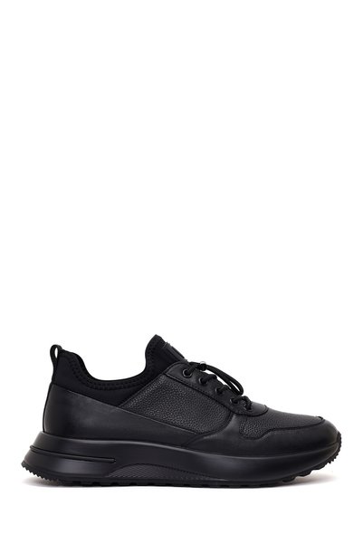 Derimod Men's Black Lace-Up Thick-Soled Leather Sneaker Wm680064Dk