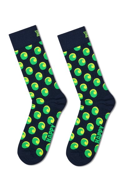 Happy Socks جوارب هابي سوكس قطنية بنمط مموج باللون الأزرق الداكن P002613