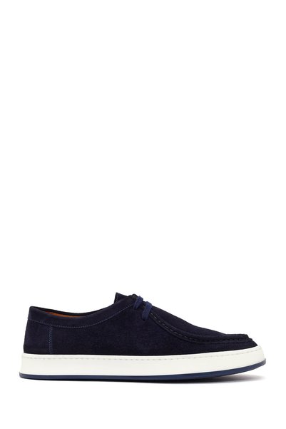 Derimod Men's Navy Blue Lace-Up Suede Leather Casual Shoes 26Sfd631110