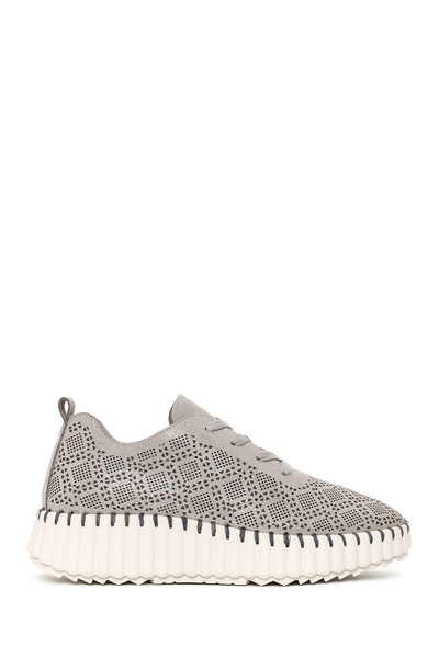 Derimod Kadın Gri Bağcıklı Kalın Tabanlı Desenli Sneaker 26PFE4012SM