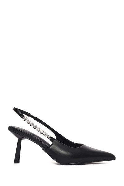 Derimod Women's Black Open-Back Thin Heeled Shoes 26Pfe497118