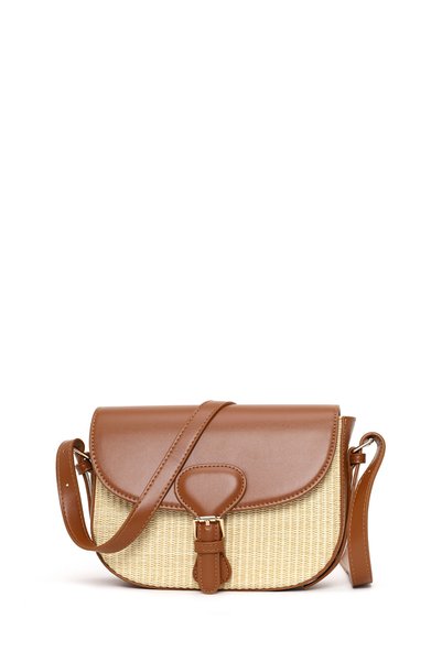 Derimod Women's Beige Long Strap Straw Crossbody Bag 26Sbd292514