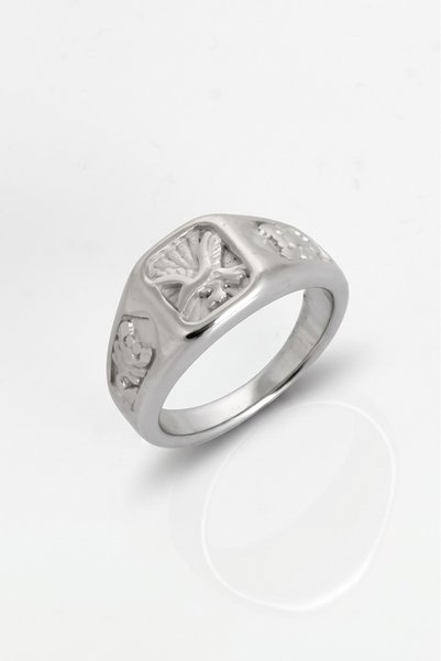 Crupt Studio Silver Tone Imperial Eagle 316L Steel Men's Ring