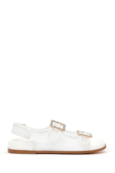 Derimod Women's White Stone Buckle Sandals 26Sfd44086F