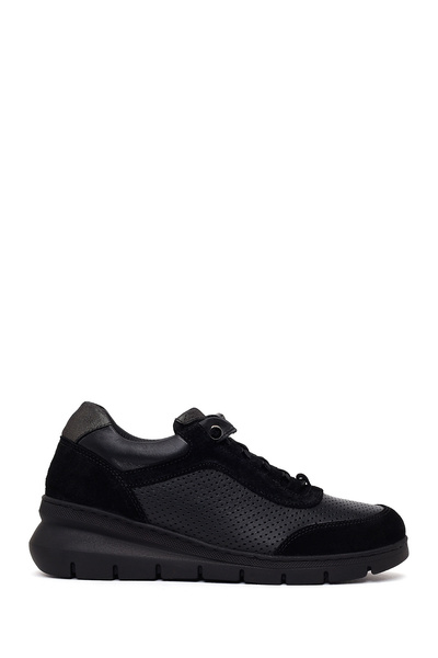 Derimod Women's Black Leather Comfort Shoes with Laces and Thick Soles 26PFD1...