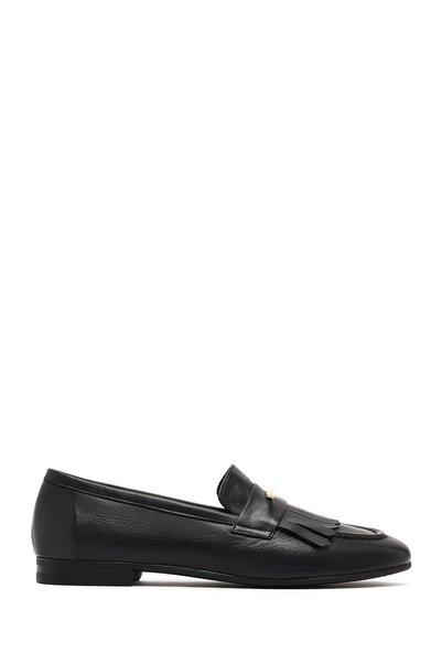 Derimod Women's Black Buckle Genuine Leather Loafer, Winter Shoes 25Afd380418
