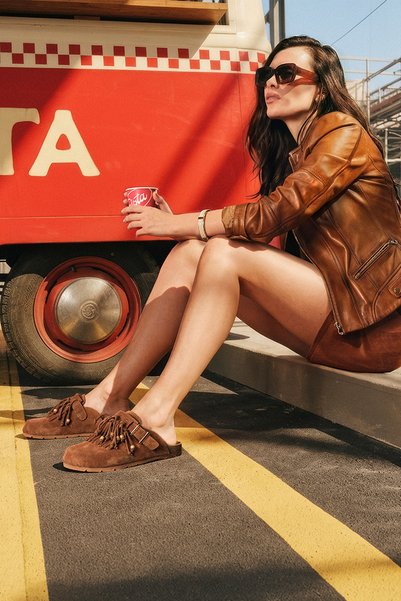 Derimod Donna Kadın Camel Hakim Yaka Deri Ceket 26SGE5906NC