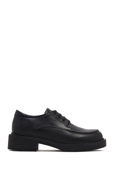 Derimod Women's Black Lace-Up Leather Casual Shoes Af450001Dv