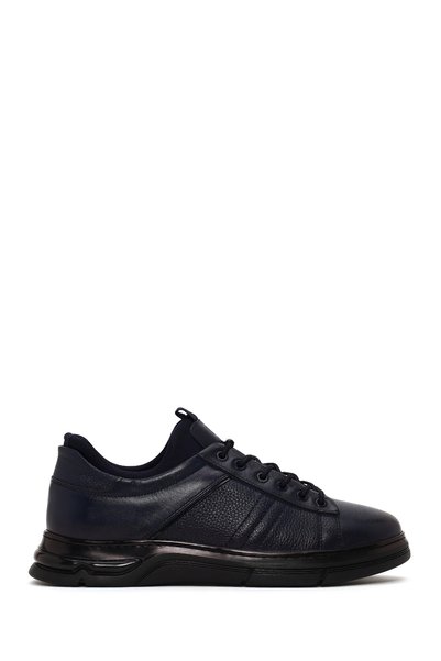 Derimod Men's Navy Blue Lace-Up Leather Sneaker Wm720011Df