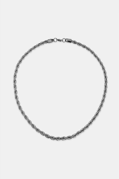 Crupt Studio 6mm X 55cm 316L Steel Rope Chain Silver Tone Men's Necklace